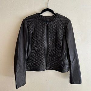 Cole Haan Leather Quilted Moto Jacket